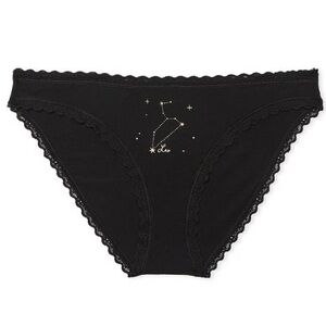 Victoria’s Secret THE LACIE Lace-Waist Bikini Panty Black Leo Zodiac Size Small